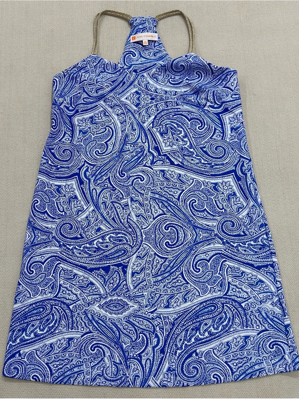Jude Connally Shift Dress Paisley Blue And White Resort Ready Size XS
